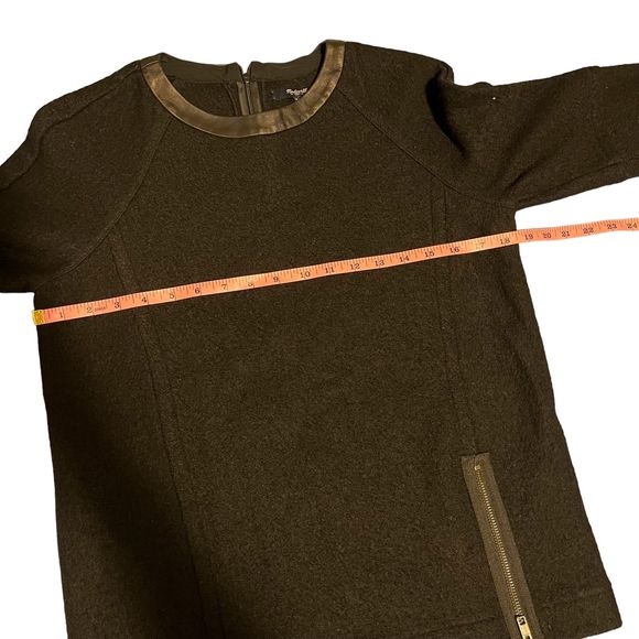 MADEWELL Structured Sweater Black Wool Leather Trim Size XXS - Picture 5 of 12